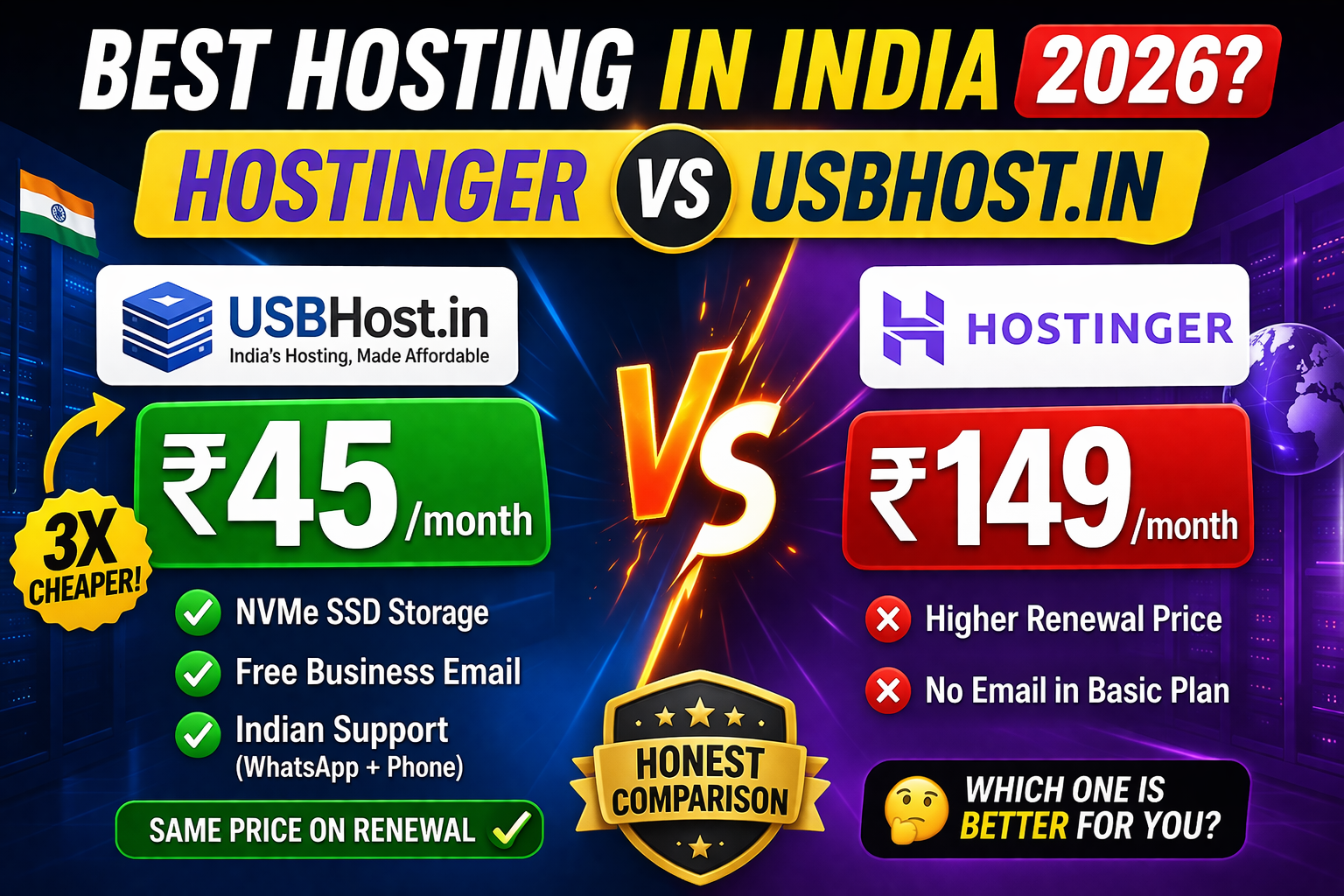 Hostinger vs USBHost.in Which is Better for Indian Websites in 2026
